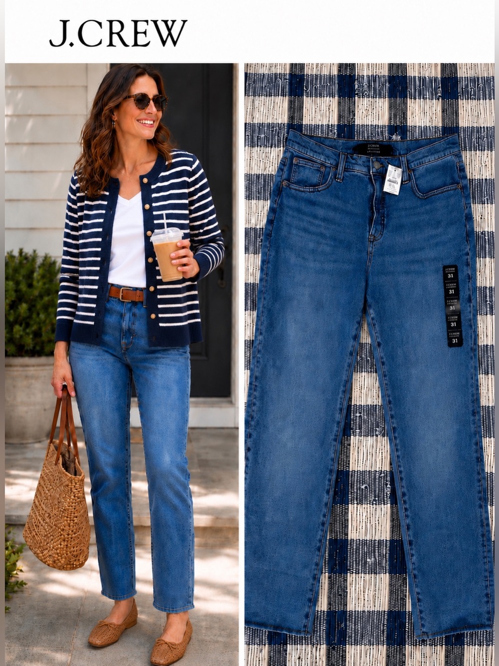 J. Crew Essential Straight Jeans Size 31 Medium Wash